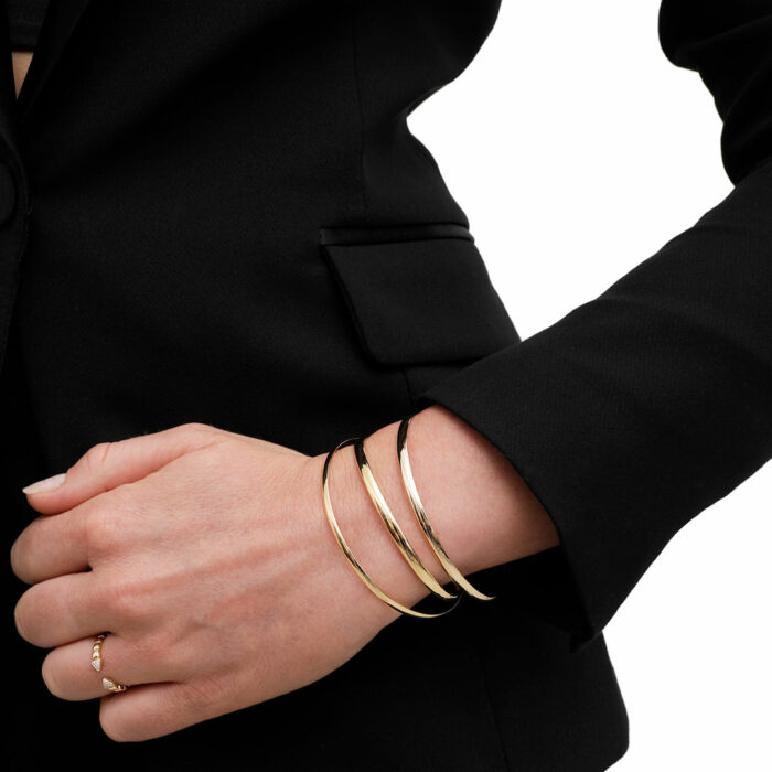 3mm Half Flat Solid Gold Bangle - Image 3
