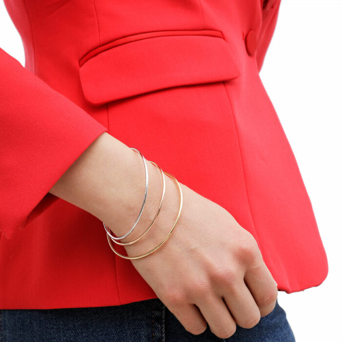 2.15mm Round Wire Solid Gold Bangle - Image 3