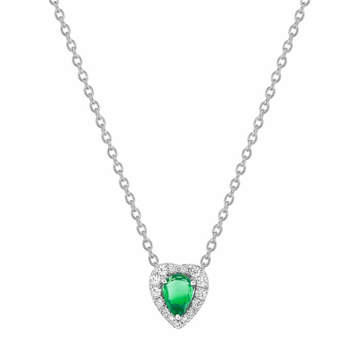 Heart Necklace - in gold with precious stones