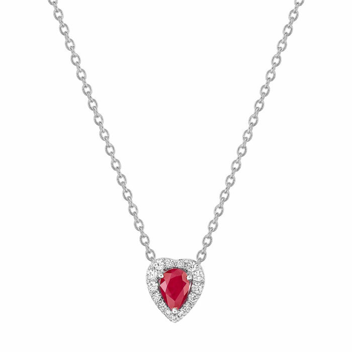 Heart Necklace - in gold with precious stones