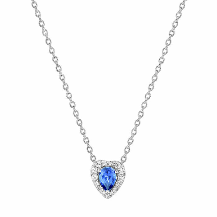 Heart Necklace - in gold with precious stones