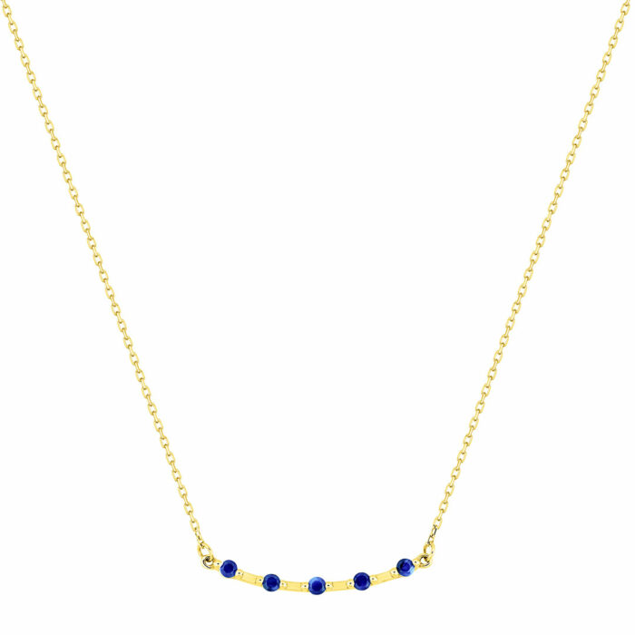 Shining Sapphire Necklace - Yellow Gold - Image 2