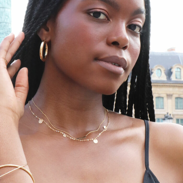 Pretty Hoop Earrings 5mm - Diameter 20mm in Yellow Gold - Image 2