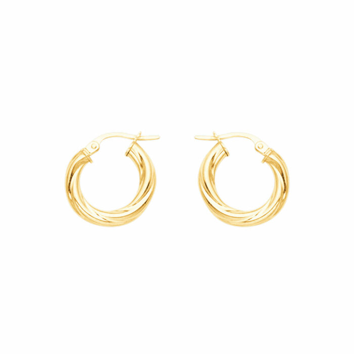 Crazy Hoop Earrings 3mm - Diameter 10mm in Yellow Gold