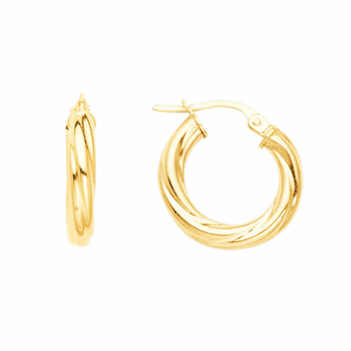 Crazy Hoop Earrings 3mm - Diameter 10mm in Yellow Gold - Image 2