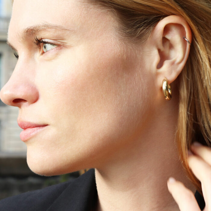 Pretty Hoop Earrings 5mm - Diameter 10mm in Yellow Gold - Image 2