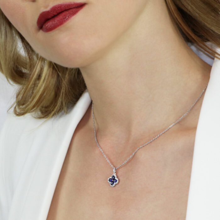 Ruby Flower Necklace - White Gold - Image 4