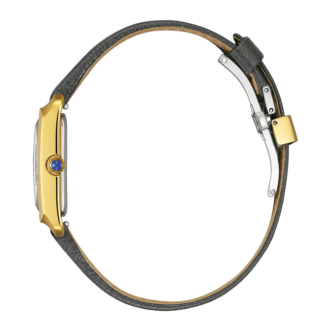 Citizen L Elongated Square Leather Gold Watch EW5622-09P - Image 2