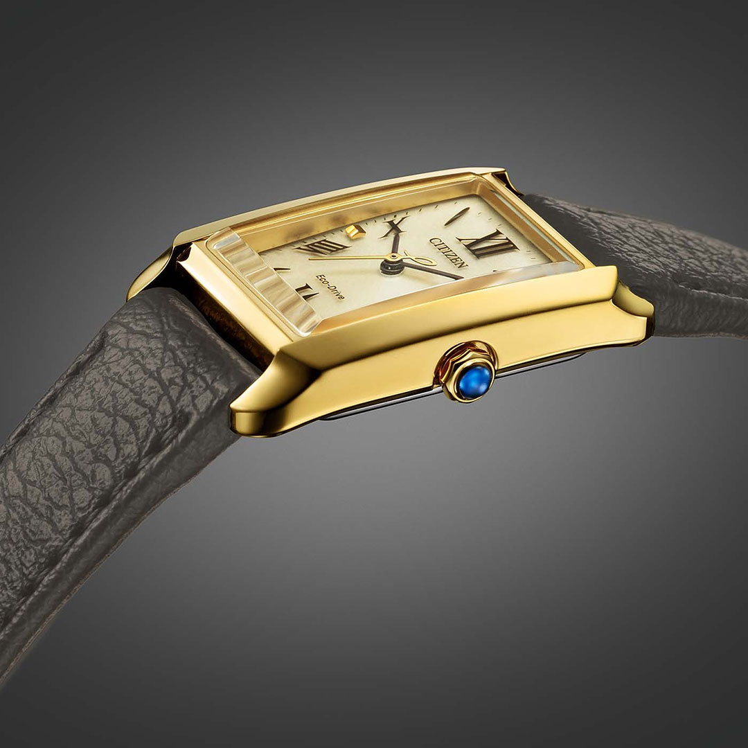 Citizen L Elongated Square Leather Gold Watch EW5622-09P - Image 4